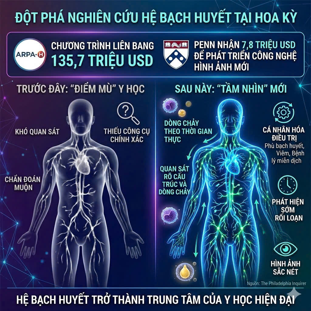 Hệ bạch huyết đang được đầu tư nghiên cứu quy mô lớn tại Hoa Kỳ.