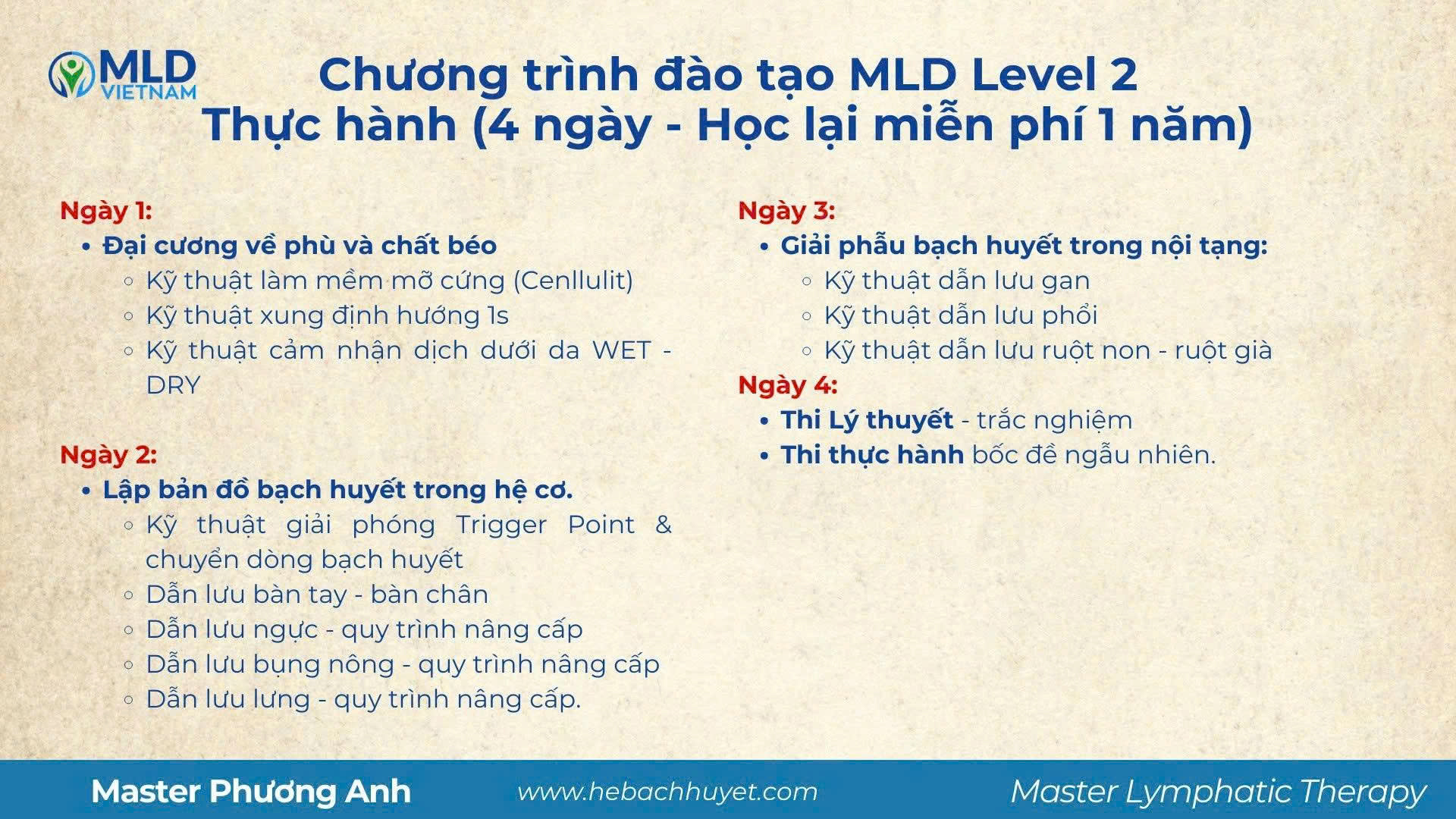 Khóa học Level 2: Chương trình MLD nâng cao do MLD Việt Nam giảng dạy