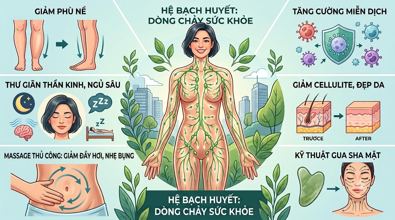 Phụ nữ hiện đại: vì sao nên dẫn lưu bạch huyết đều đặn?