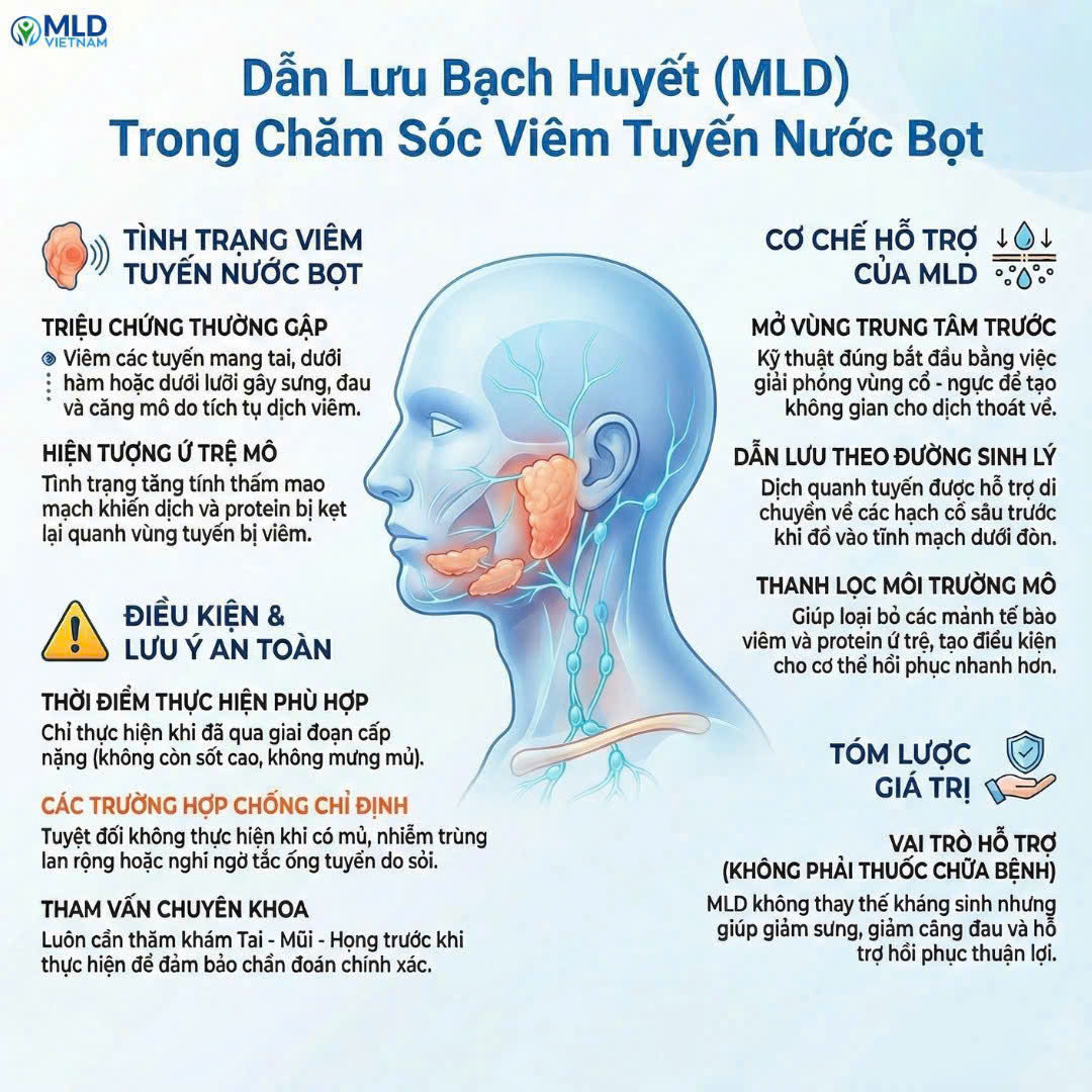 Dẫn lưu bạch huyết hỗ trợ chăm sóc viêm tuyến nước bọt như thế nào?